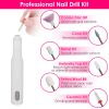 Portable Cordless Electric Nail Drill Kit Charging Base With UV Nail Dryer 6Pcs Nail Drill Bits 5Speeds Direction Control Timer Setting For Acrylic Ge