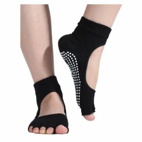Non-Slip Yoga Socks for Women Pilates Barre (1- or 2-Pair) (Color: Black, Option: 2-Pair)