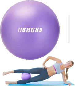 Pilates Ball, 9 Inch Small Exercise Soft Workout Yoga Ball with Exercise Guide, for Home Gym Yoga, Pilates, Core Training, Workout, Balance, Stability (Color: Purple)